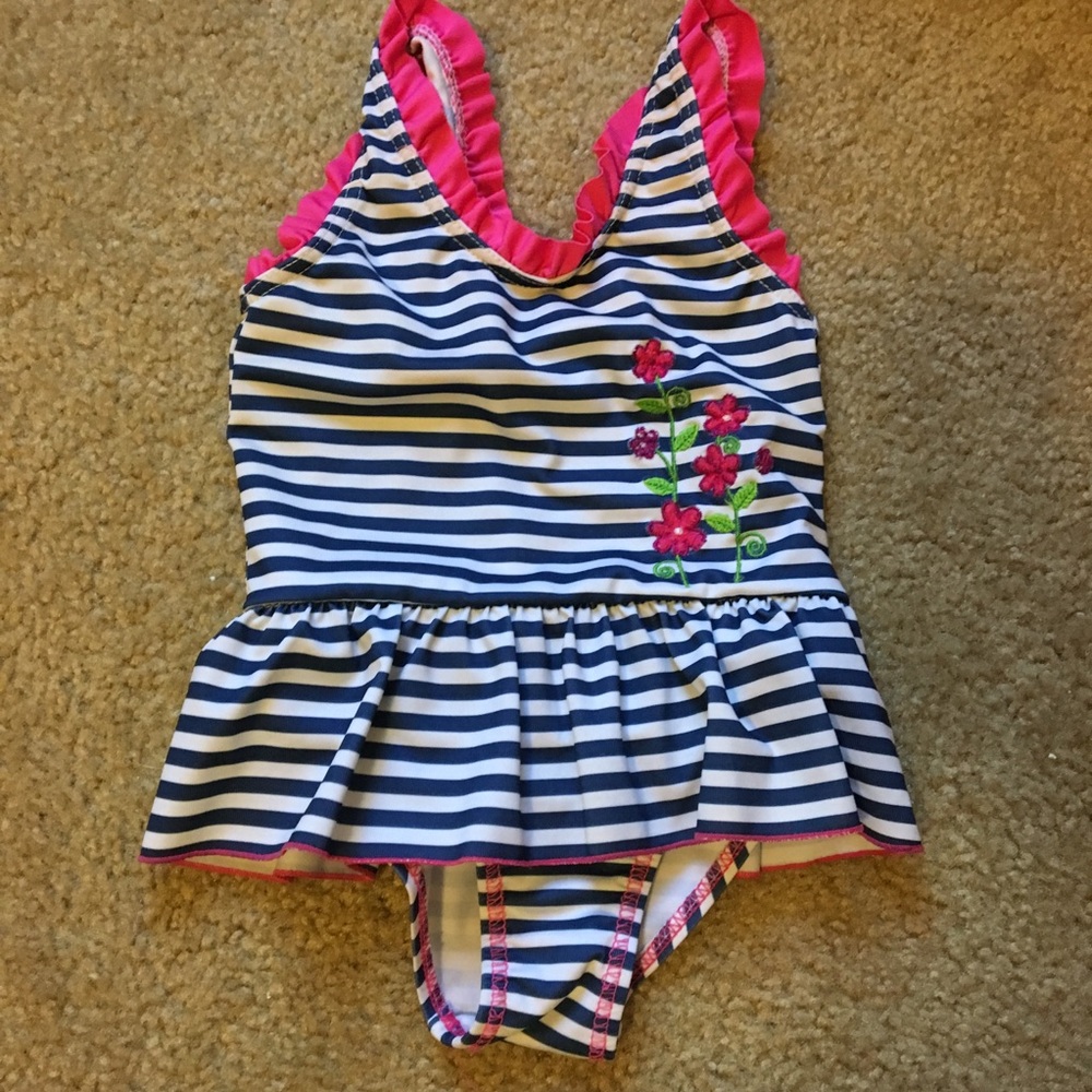 3/$12 Penelope Mack Striped Floral Swimsuit